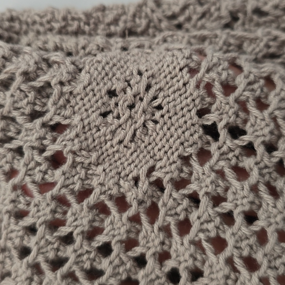 Style & Co Women's Open Front Short Sleeves Cotton Taupe Crochet Cardigan Sz 1X - Picture 5 of 13